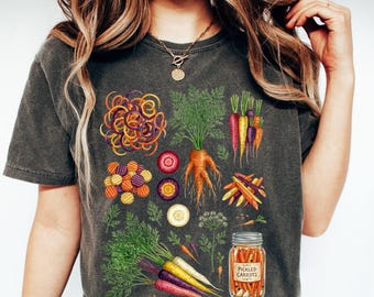 Comfort Colors® Vintage Carrot 90s Graphic T-Shirt, Cottagecore Garden Shirt, Foodie Gift, Gift For Gardener, Retro Vegetable Farm Nature
