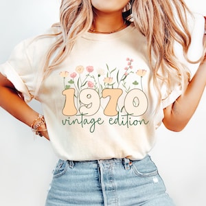 Comfort Colors® 55th Birthday Shirt, Vintage 1970 Shirt, 55th Birthday Gift For Women,  55th Birthday Friend, 55 Retro Floral Birthday Shirt