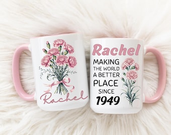 76th birthday gift, floral mug, birthday gift for her, 76th birthday mug,  happy 76th birthday mug, wildflowers custom mug, born in 1949 mug