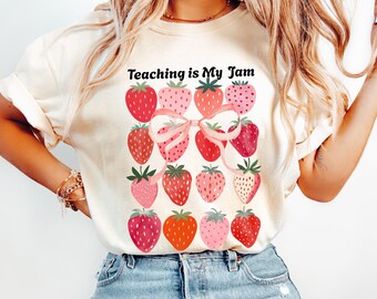 Comfort Colors® Teacher Shirt, Teaching is my jam shirt, Gift for teacher, Teacher Appreciation Gift,  Spring Teacher Tee, Floral Teacher