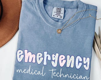 Camiseta EMT Comfort Colors®, camiseta de técnico de emergencias médicas con toile azul, paramédico graduado, camiseta EMS, regalos EMT, camiseta de primeros auxilios