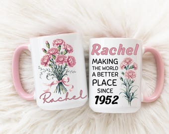 73rd birthday gift, floral mug, birthday gift for her, 73rd birthday mug,  happy 73rd birthday mug, wildflowers custom mug, born in 1952 mug