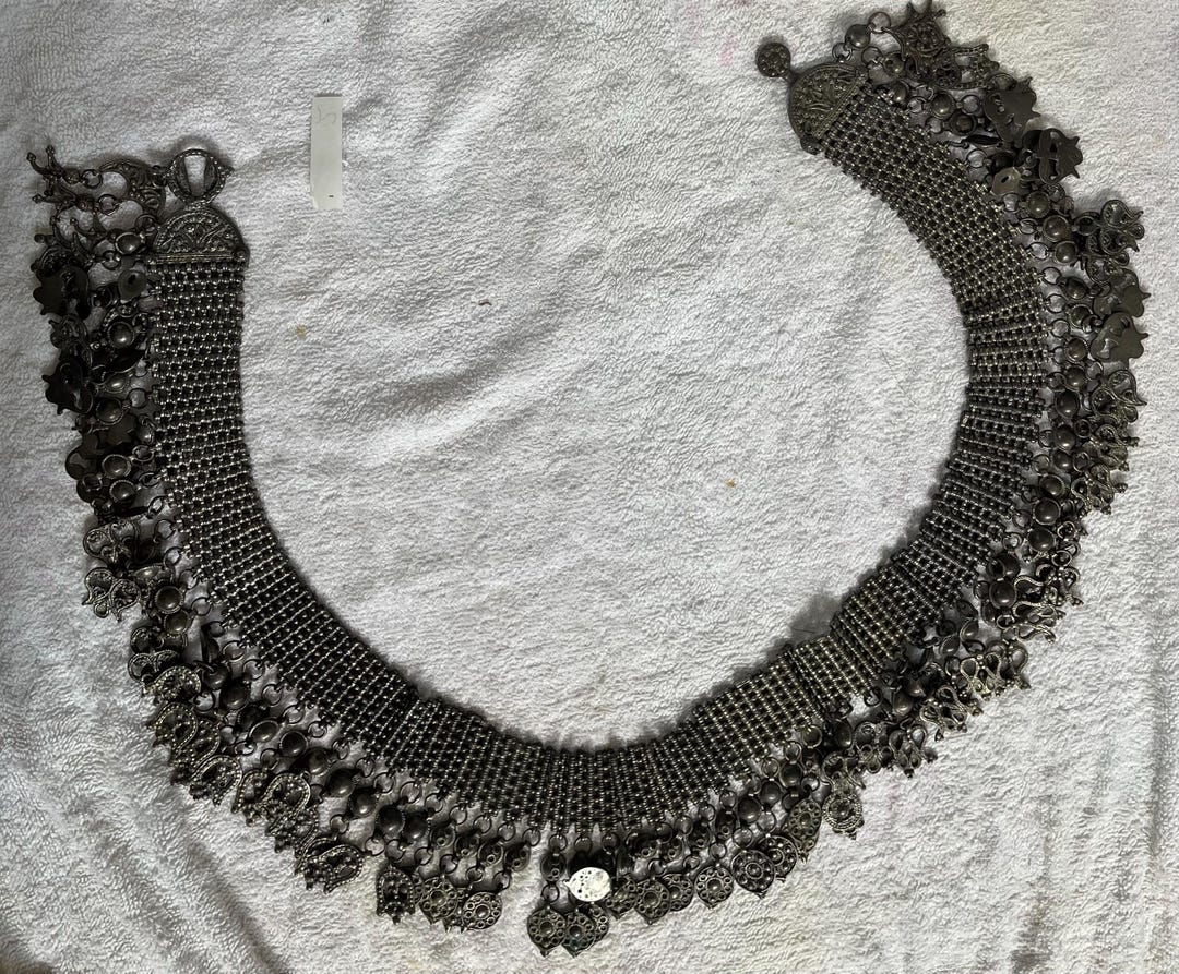 Vintage Tribal Chain Belt: Yemeni Bedouin Silver Tone Jewelry, C.1940s ...