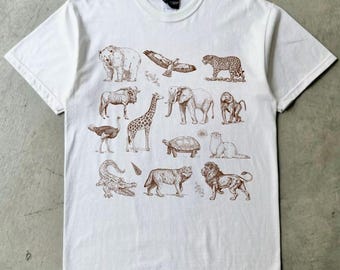 Maglietta unisex vintage anni '90 con animali della foresta, maglietta retrò con animali della foresta, amante della natura in campeggio, magliette Forestcore