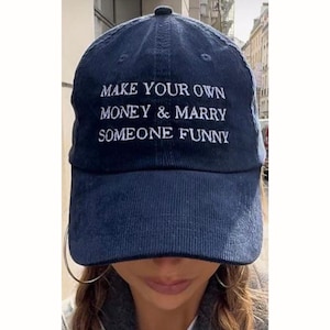 Vintage broderad manchesterhatt, skapa dina egna pengar-hatt, gift dig med någon rolig keps