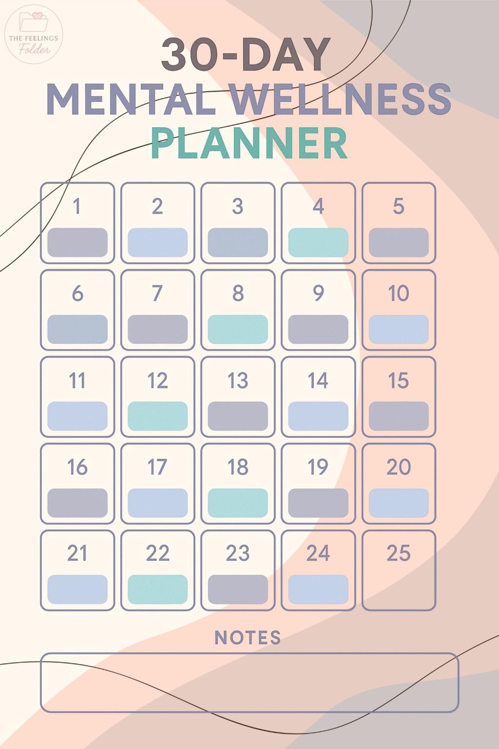 30-day Mental Wellness Calendar | Self-care Printable Tracker | Digital ...