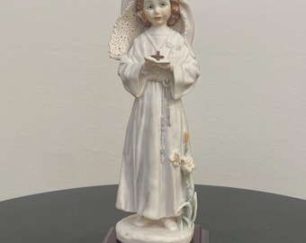 Giuseppe Armani First Communion Girl Figurine Porcelain Sculpture Florence Italy 1990s Religious Statue