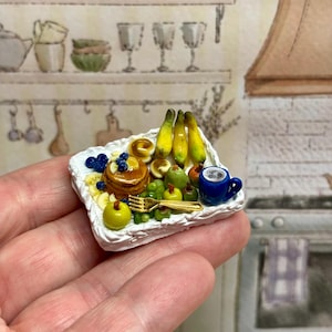 1:12 Scale Miniature Dollhouse Food, Mini Charcuterie Board, Mini Food Tray, Polymer Clay Food