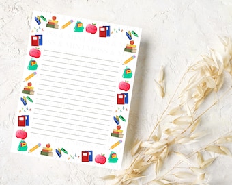 Printable School Stationery Set: Lined, Blank, Date Section (PDF Download)