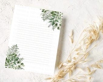 Green Plant Stationery Set: Printable Writing Paper (PDF Download)