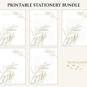 Personalized stationery bundle – 5 printable pages – lined, blank, name custom – floral, plants, letter/A4/A5 sizes, Yellow Flower 2