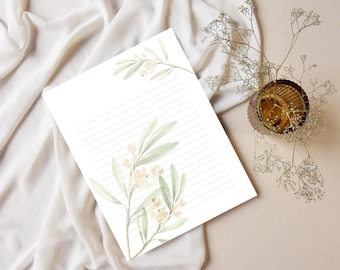 Floral Greenery Stationery Paper Set: Printable PDF (Letter, A4, A5)