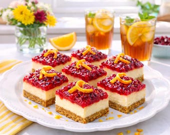Cranberry-Orangen-Käsekuchen-Riegel Rezept | Festliches Feiertags-Dessert | Einfache Weihnachtsbäckung PDF