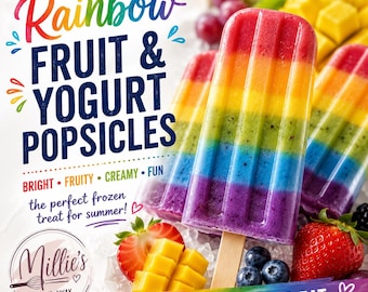 Receta de paletas heladas de frutas arcoíris y yogur / Un postre saludable y refrescante