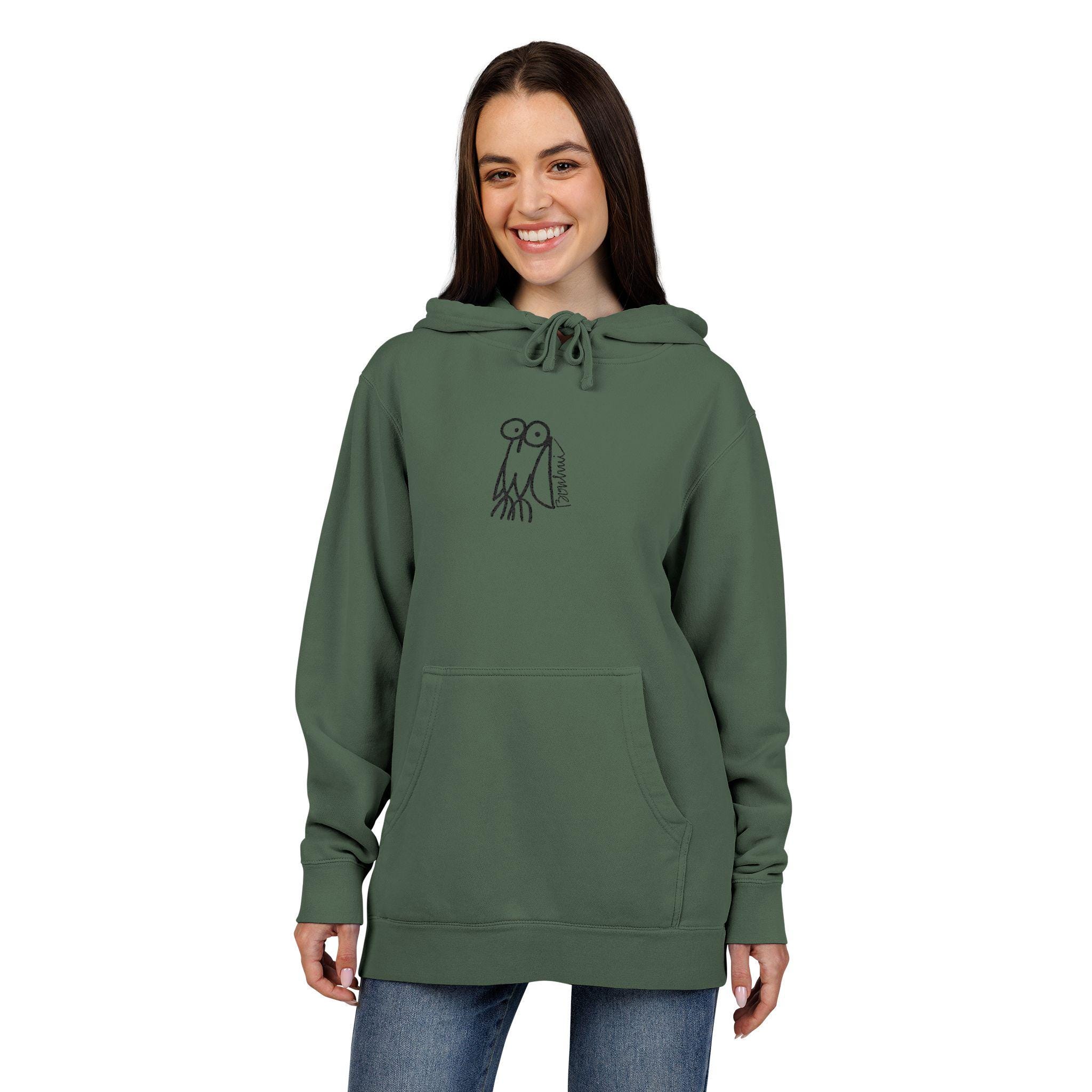 Hand-Drawn Owl Illustration Hoodie | Embroidered Chest Design