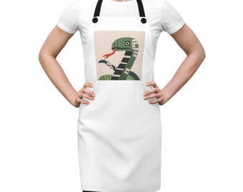 Groen gestreepte slangschort | Geïllustreerde keukenkunst met slangen