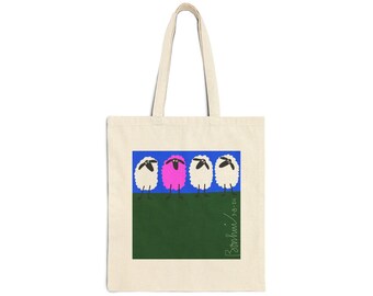 Borsa in tela di cotone con motivo a pecora, borsa per la spesa ecologica e riutilizzabile