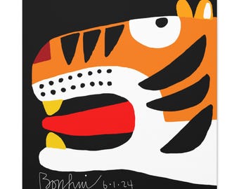 Roaring Tiger Leinwanddruck: Sternzeichen Symbol Wandkunst