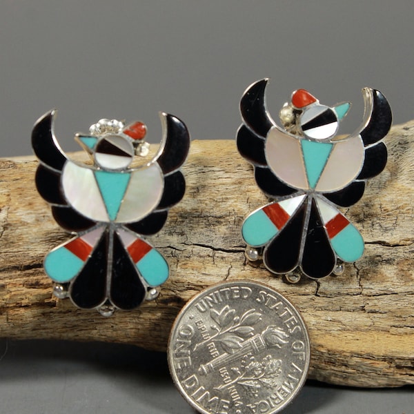 Zuni Inlay Thunderbird Earrings Breon Wallace