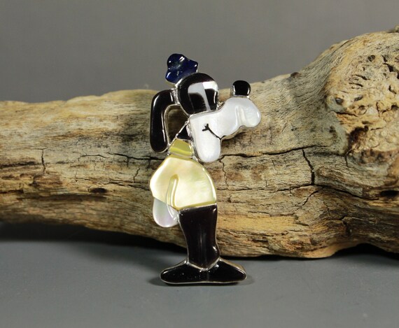 Zuni GOOFY Pin Pendant Paula Leekity inlay Zunitoo