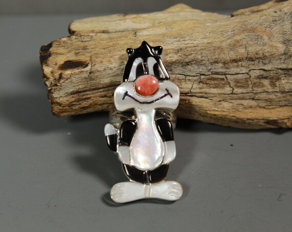 Sylvester the Cat Ring Paula Leekity Stone Shell Z