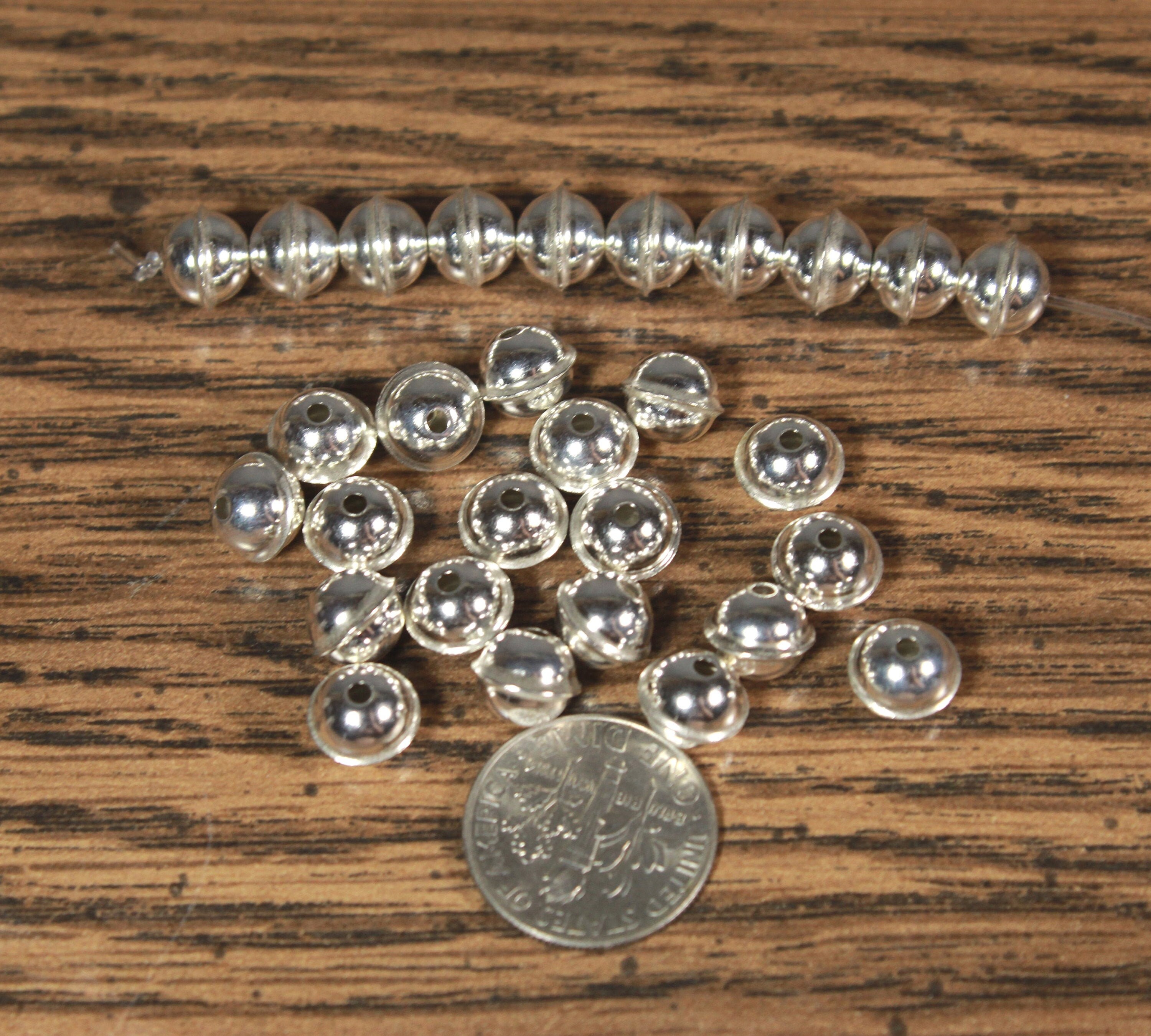100 beads Sterling Silver Bench Made Beads 7mm pack of 100 beads DB2H-7 
