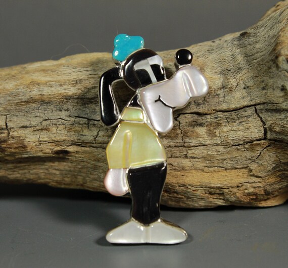 Zuni GOOFY Pin Pendant Paula Leekity inlay Zunitoo