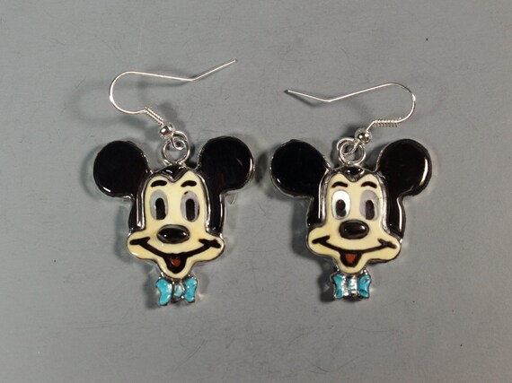 Mickey Mouse Earrings Zuni Artist Andrea Lonjose S