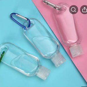 50 Pack – 2 oz Clear Travel Bottles with Carabiner Clip (Empty, New in Package)