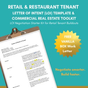 Modelo de Carta de Interesse para Locação de Varejo e Restaurante + Carta de Trabalho Gratuita | Pacote de Adaptação para Inquilinos Comerciais (Download Digital)