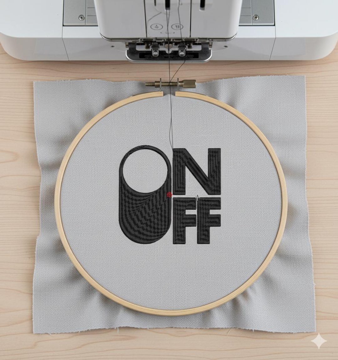 On off Switch Embroidery Design, Minimalist Tech PES, Modern Typography ...