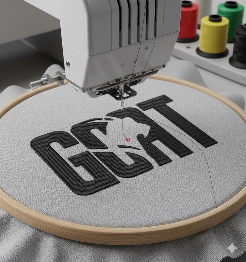 Goat Thread GOAT Negative Space Embroidery Design, Greatest of All Time PES, Modern ...