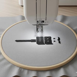 USB Tech Typography Embroidery Design, Minimalist Digital Spirit PES, Modern Cyber Dst, USB Drive Silhouette Machine Embroidery File