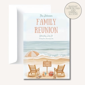 Family Reunion Beach Invitation, Family Reunion Invitation Template, Family Gathering Invitation Template, Instant and Digital Download