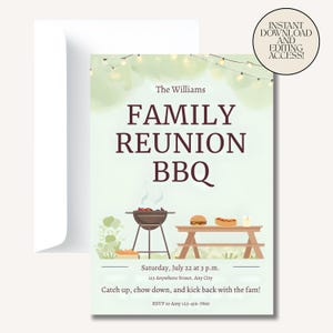 Family Reunion Barbeque Invitation,Family Reunion Invitation Template, Family Gathering Electronic or Printable Invite, Instant Download