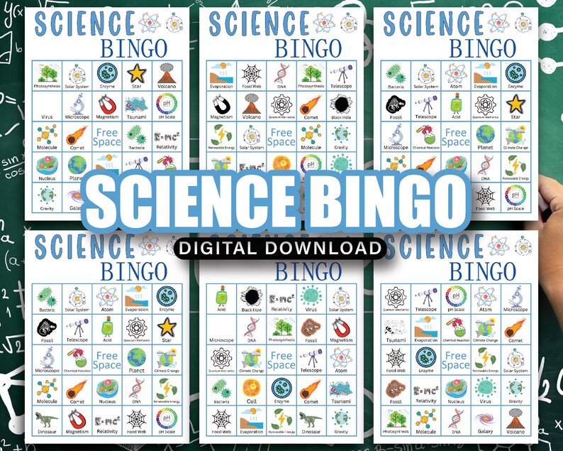 60 Printable Science Bingo Cards, Chemistry Bingo, Atomic Bingo, Mad ...