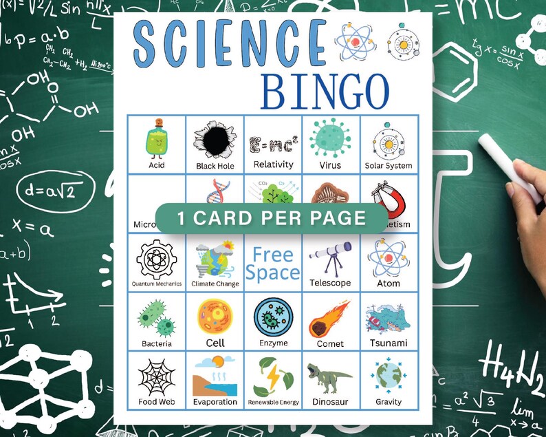 60 Printable Science Bingo Cards, Chemistry Bingo, Atomic Bingo, Mad ...