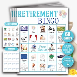 60 Retirement Bingo Cards, Retirement Activity, Retirement Party Game, Retirement Game, Retirement Printable Game, Retirement Bingo Party