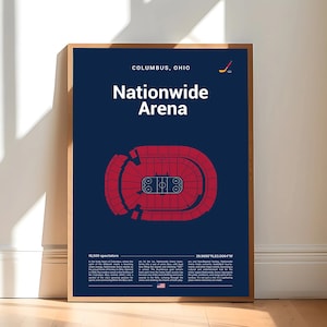 Columbus Blue Jackets Poster, Nationwide Arena Print, Mid Century Modern Hockey Poster, Sports Bedroom Posters , Minimalist Office Wall Art
