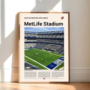 MetLife Stadium Poster, New York Jets Poster Print, NFL Stadium Poster, Sports Poster, Mid Century Modern, Football Fan Gift Print