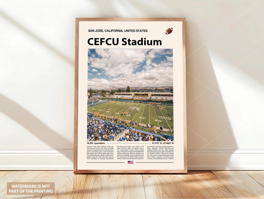 Cefcu Estatement CEFCU Stadium Poster, San Jose State Football Stadium Print, College ...