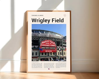 Wrigley Field Poster, Chicago Cubs Poster Print, MLB Stadium Poster, Sports Poster, Mid Century Modern, Baseball Fan Gift Print