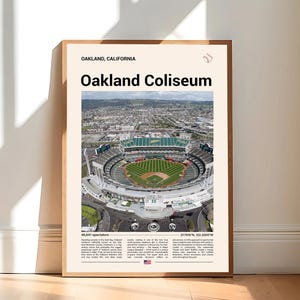 Oakland Coliseum Poster, Oakland Athletics Poster Print, MLB Stadium Poster, Sports Poster, Mid Century Modern, Baseball Fan Gift Print