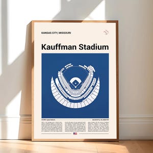 Kansas City Royals Poster, Kauffman Stadium Print, Mid Century Modern Baseball Poster, Sports Bedroom Posters, Minimalist Office Wall Art