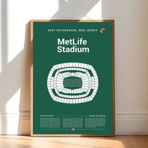 New York Jets Poster, NY MetLife Stadium Print, Mid Century Modern Football Poster, Sports Bedroom Posters, Minimalist Office Wall Art