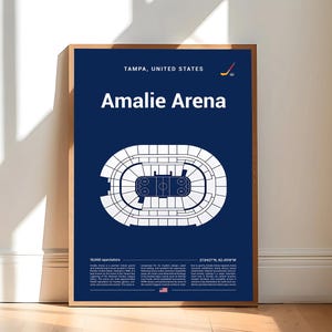 Tampa Bay Lightning Poster, Amalie Arena Stadium Print, Mid Century Modern Hockey Poster, Sports Bedroom Posters, Minimalist Office Wall Art