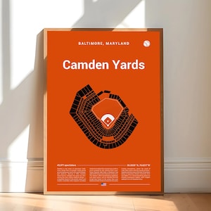 Camden Yards Stadium Print, Baltimore Orioles Poster, Mid Century Modern Baseball Poster, Sports Bedroom Posters, Minimalist Office Wall Art