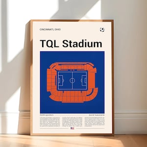 FC Cincinnati Poster, TQL Stadium Print, Mid Century Modern Soccer Poster, Football Bedroom Posters, Minimalist Office Wall Art