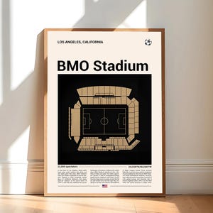 LAFC Poster, Los Angeles BMO Stadium Soccer Print, Mid Century Modern Football Poster, Sports Bedroom Posters, Minimalist Office Wall Art
