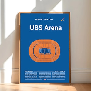 New York Islanders Poster, NY UBS Arena Print, NHL Poster, Mid Century Modern, Hockey Wall Art, Hockey Fan Gift, Sports Bedroom Poster